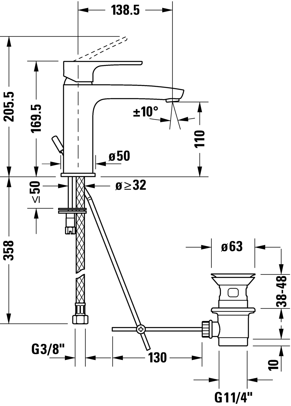 Mezclador monomando para lavabos M, B11020001
