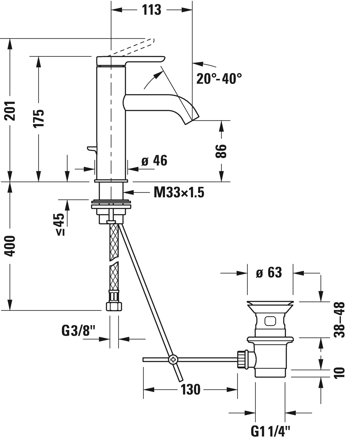 Mezclador monomando para lavabos M, C11020001