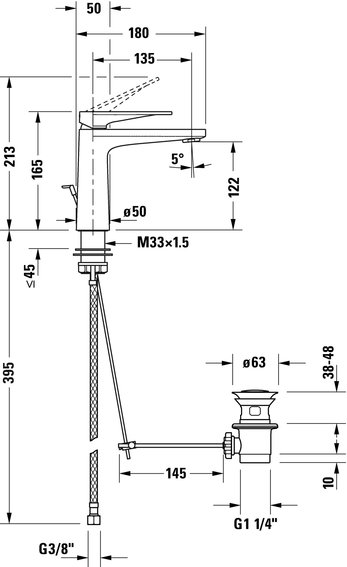 Mezclador monomando para lavabos M, TU1020001