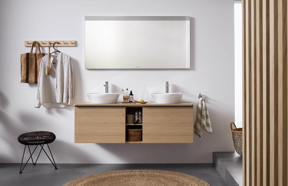 bathroom with D-Neo Boho oak washbasin cabinet