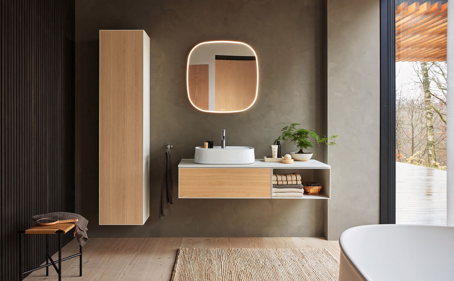 Natural bathroom with Zencha washbasin cabinet
